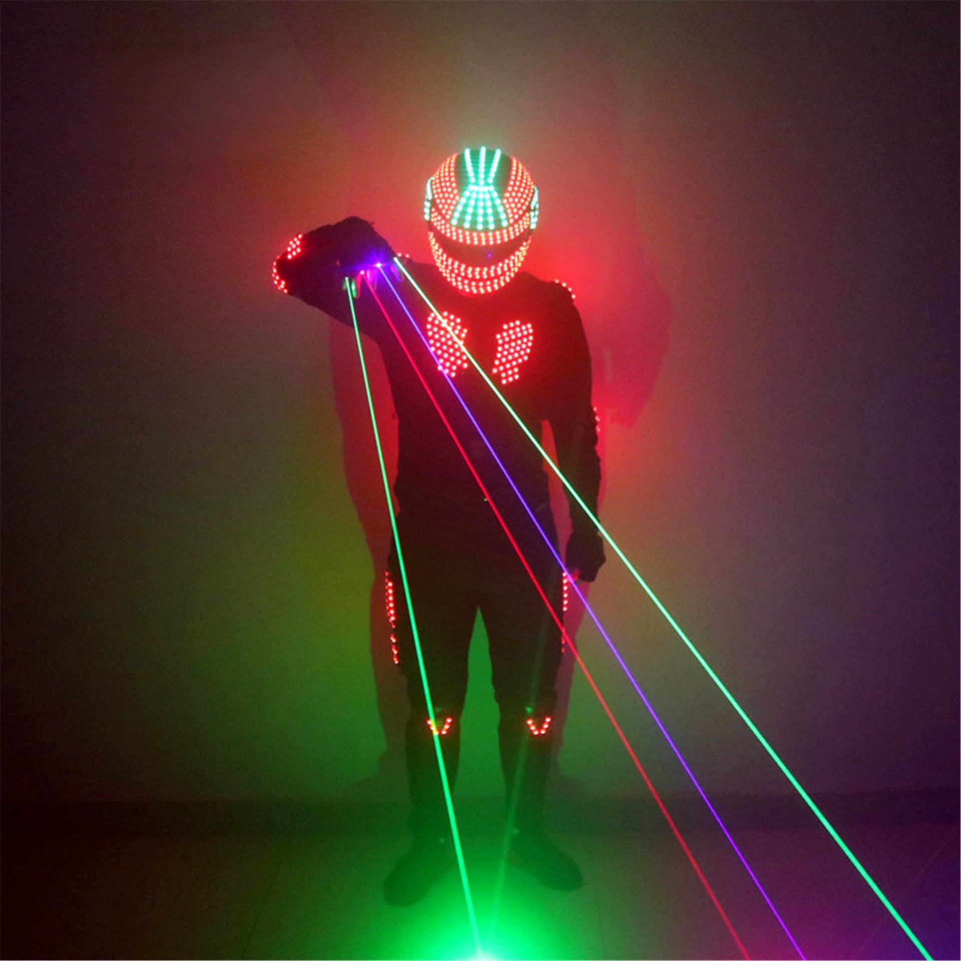 RGB LED Robot Outfit with Laser Beam Gloves – Stage Show Costume
