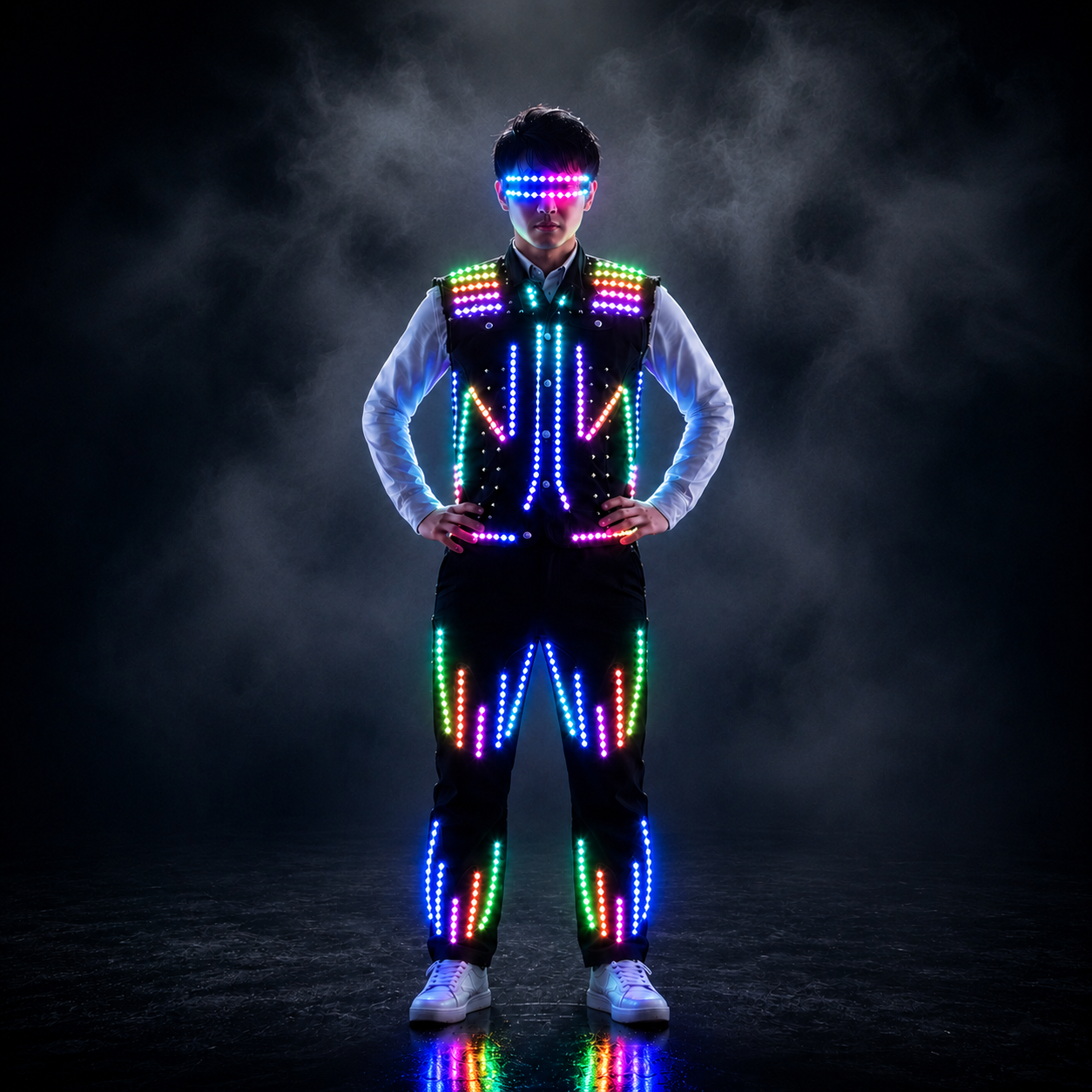 LED Luminous Vest AI Robot Performance Fluorescent Clothing Props Night Party Lighted Jacket
