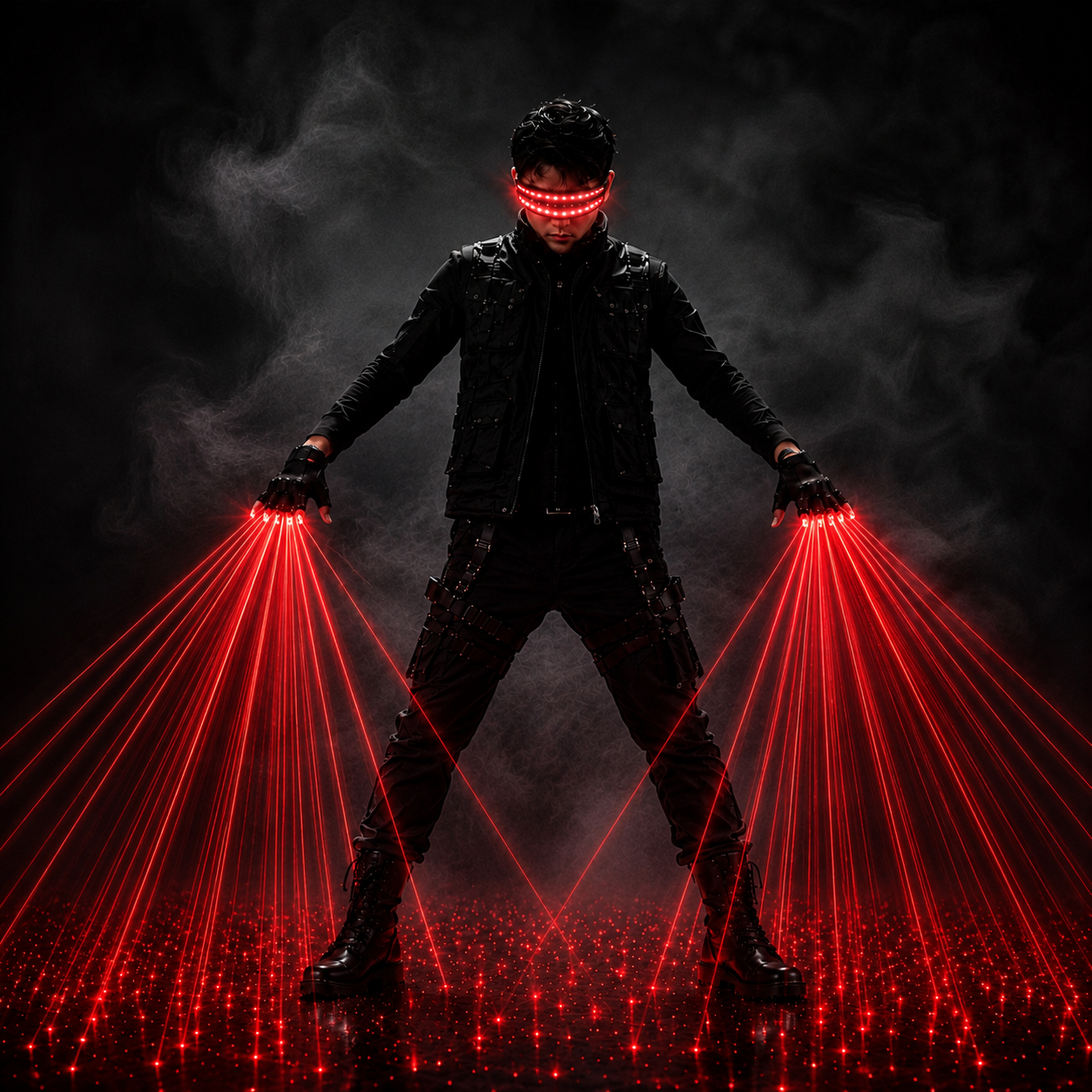 Green & Red Laser Gloves with LED Cyber Glasses