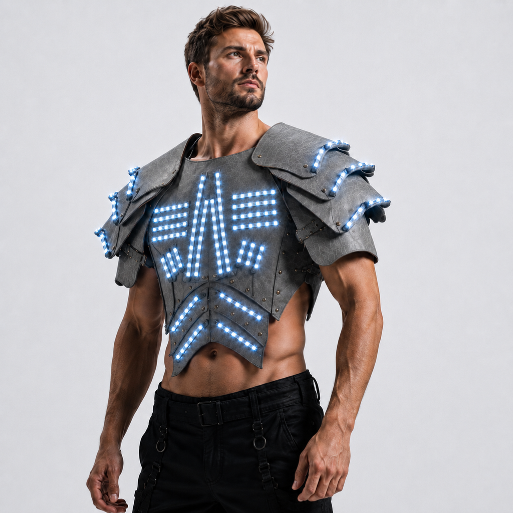 Cyber LED Glow Armor Cape – Illuminated Cosplay & Club Wear
