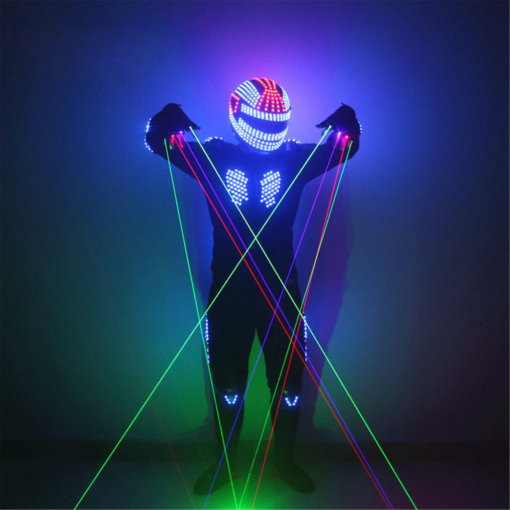 RGB LED Robot Outfit with Laser Beam Gloves – Stage Show Costume
