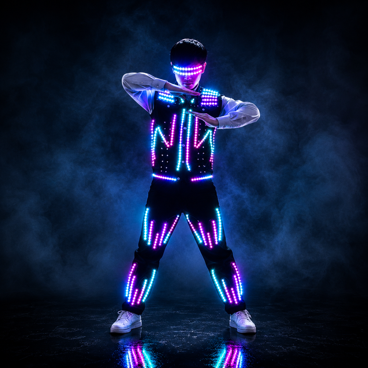 LED Luminous Vest AI Robot Performance Fluorescent Clothing Props Night Party Lighted Jacket