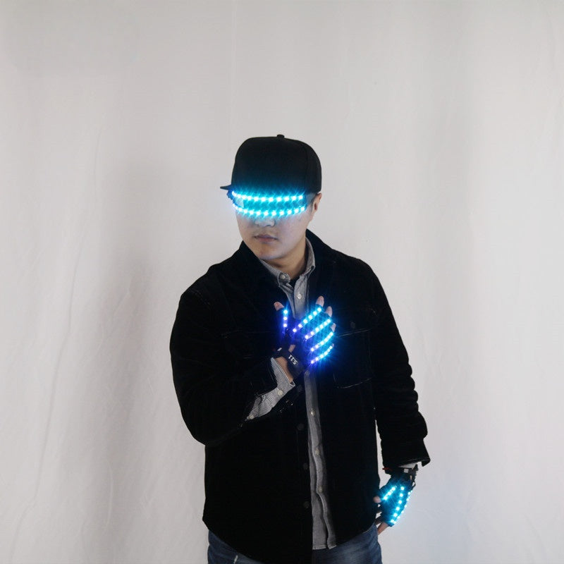RGB LED Glove + Multicolor Party Glasses Set