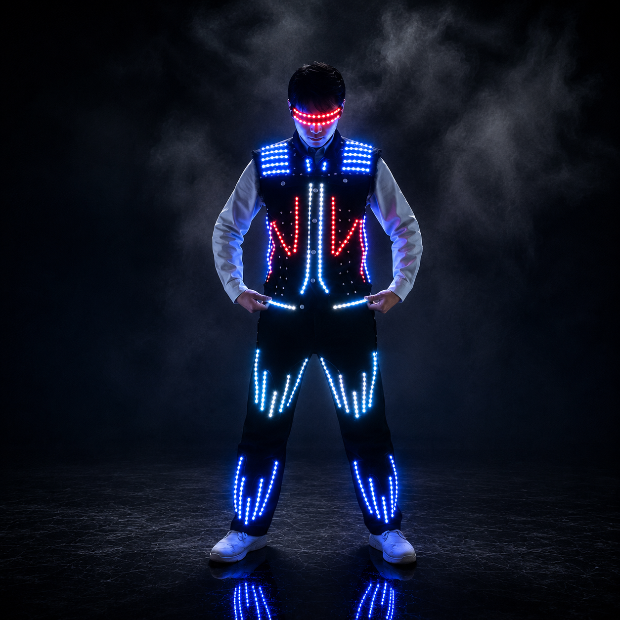 LED Luminous Vest AI Robot Performance Fluorescent Clothing Props Night Party Lighted Jacket