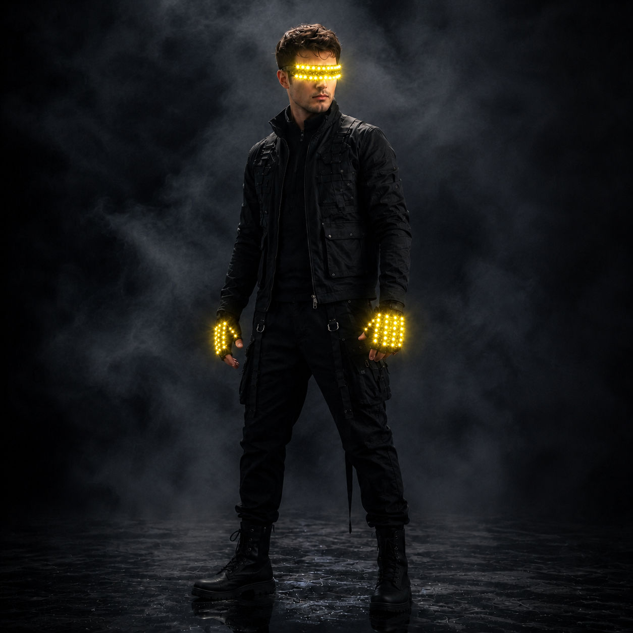 LED Light-Up Gloves & Glasses Set – Multi-Mode Rave Party Costume Accessories