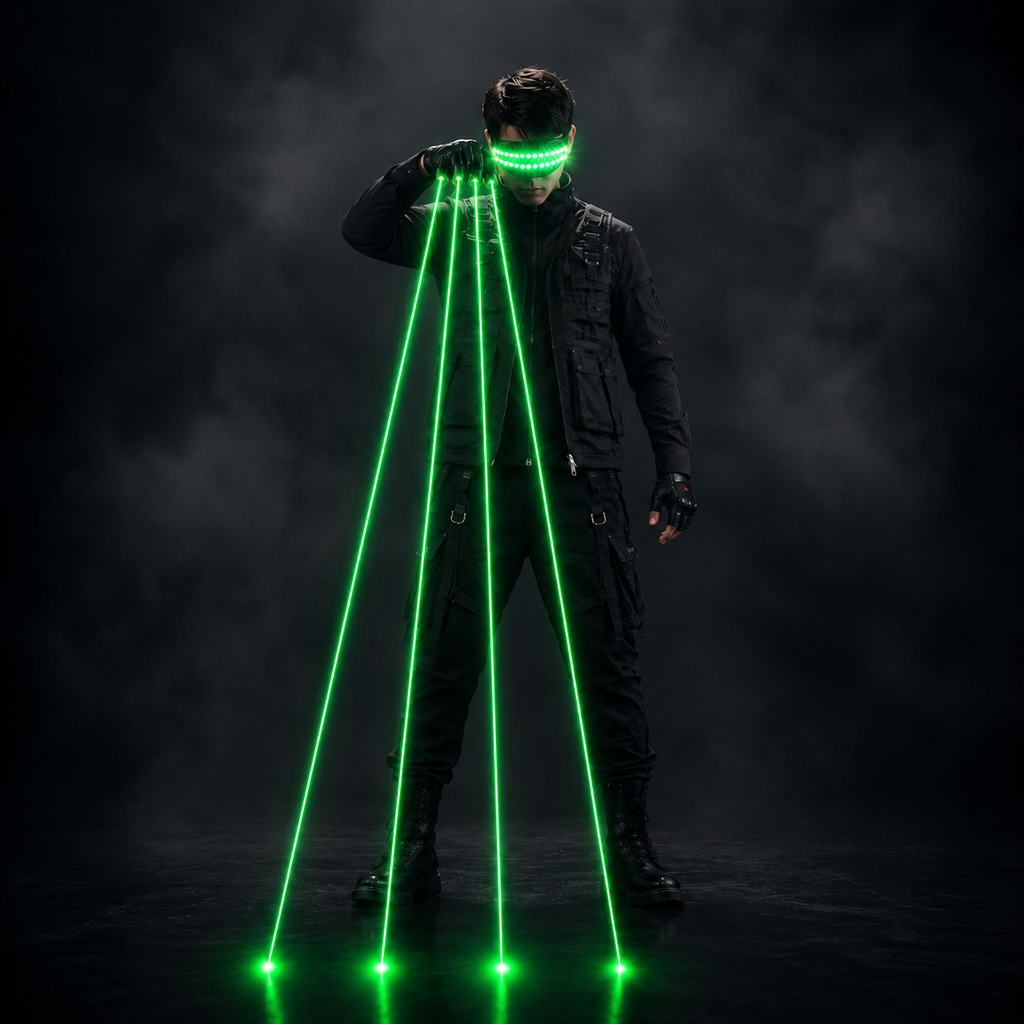 Green & Red Laser Gloves with LED Cyber Glasses
