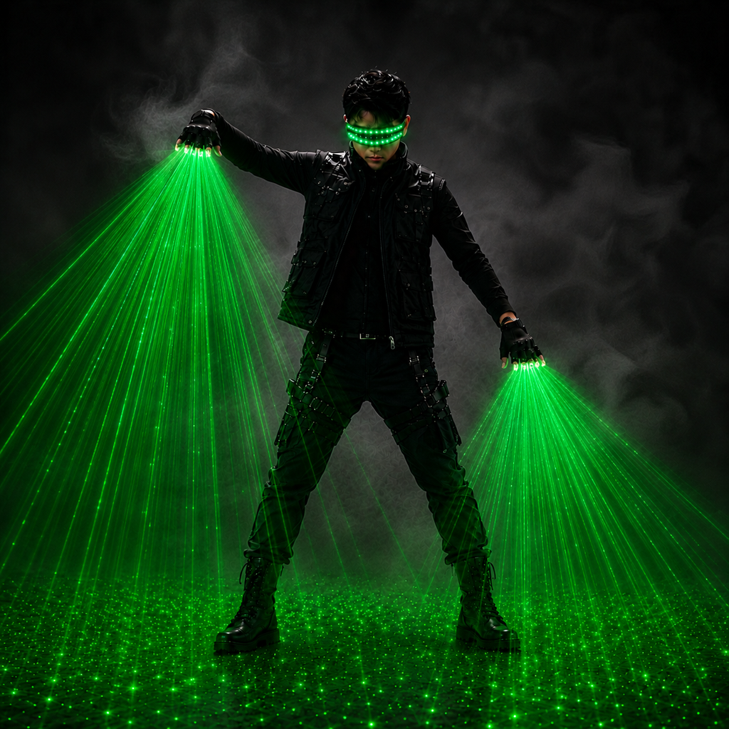 Green & Red Laser Gloves with LED Cyber Glasses