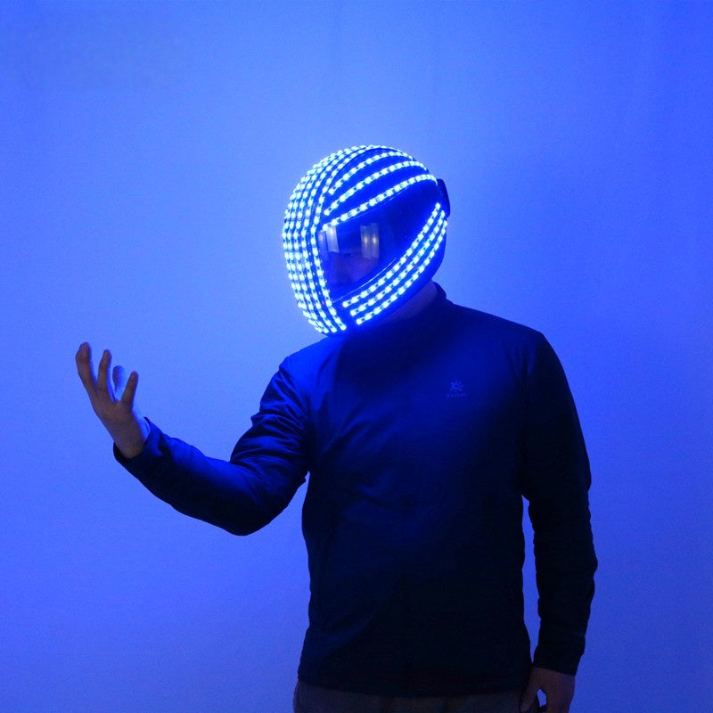 Luminous LED Cyberpunk Motorcycle Helmet – Light-Up Visor Street Helmet