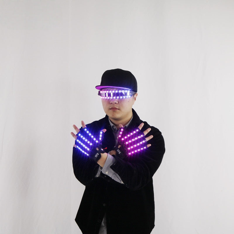RGB LED Glove + Multicolor Party Glasses Set