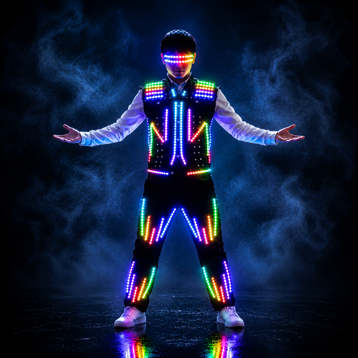 LED Luminous Vest AI Robot Performance Fluorescent Clothing Props Night Party Lighted Jacket