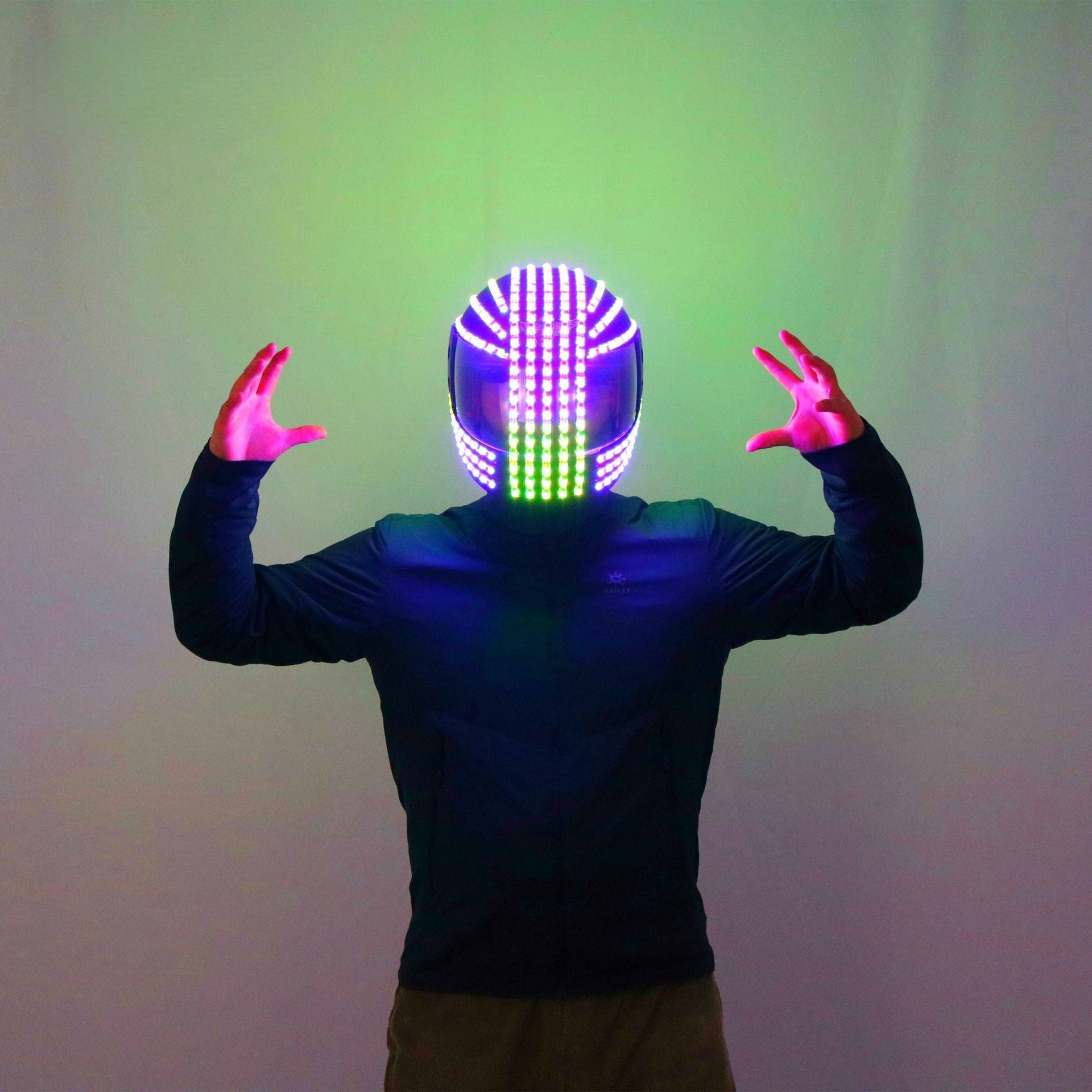 Luminous LED Cyberpunk Motorcycle Helmet – Light-Up Visor Street Helmet