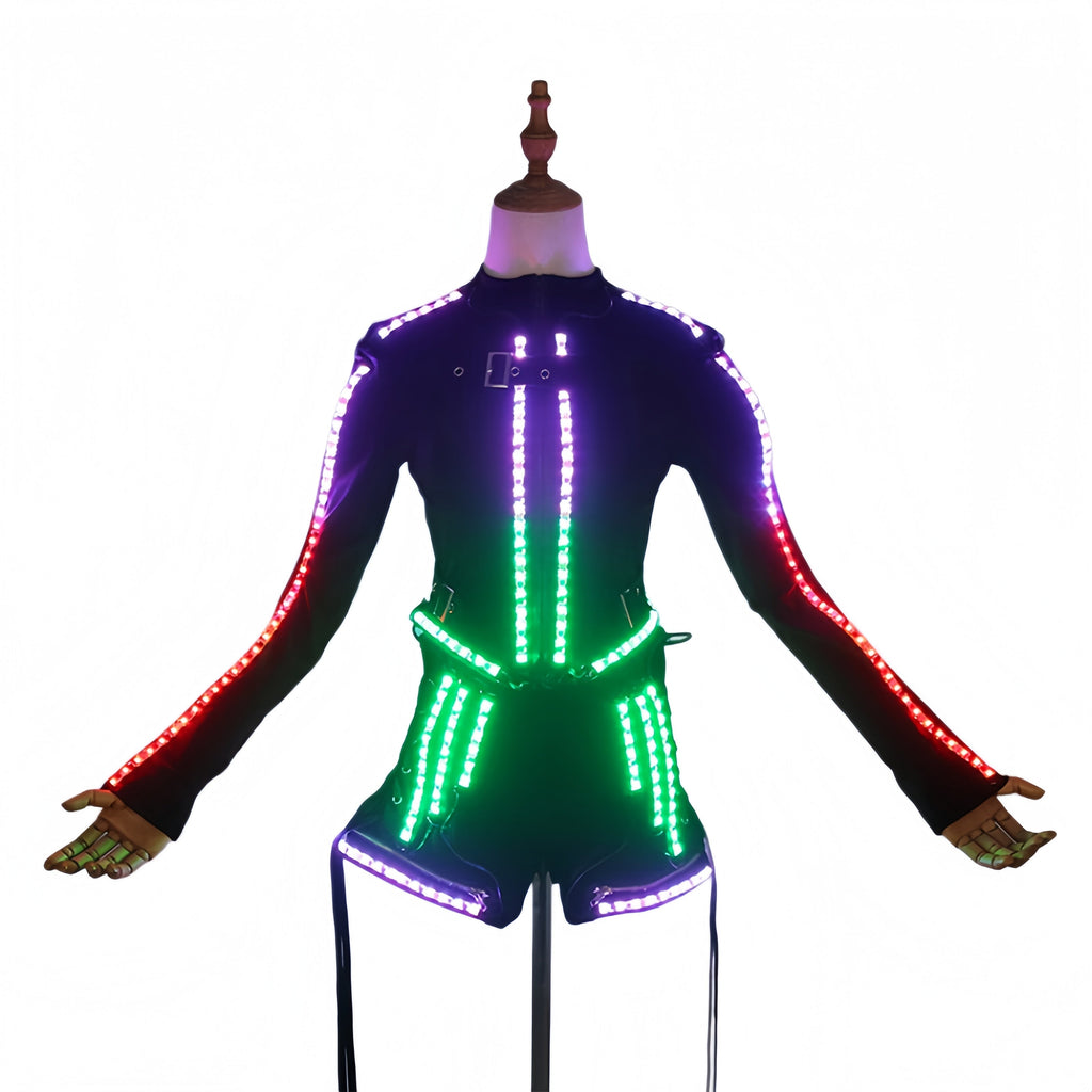 LED Glow Women Light Up Outfit Nightclub Rave Festival DJ Stage Dance Costume Neon Party Wear