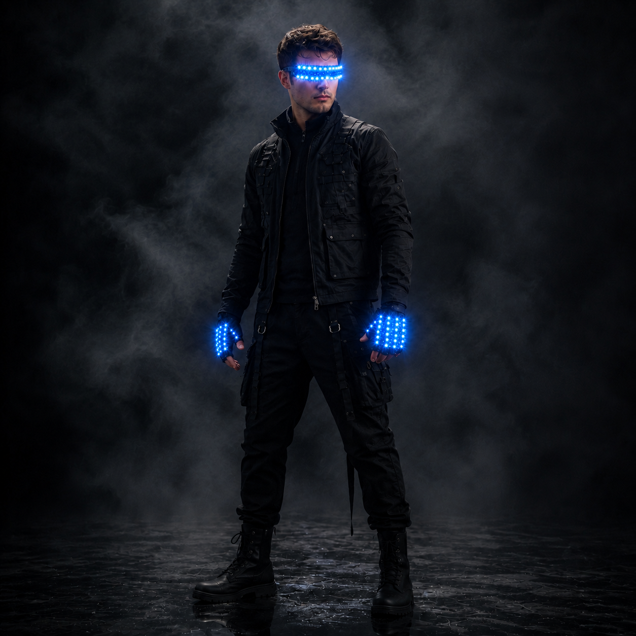 LED Light-Up Gloves & Glasses Set – Multi-Mode Rave Party Costume Accessories