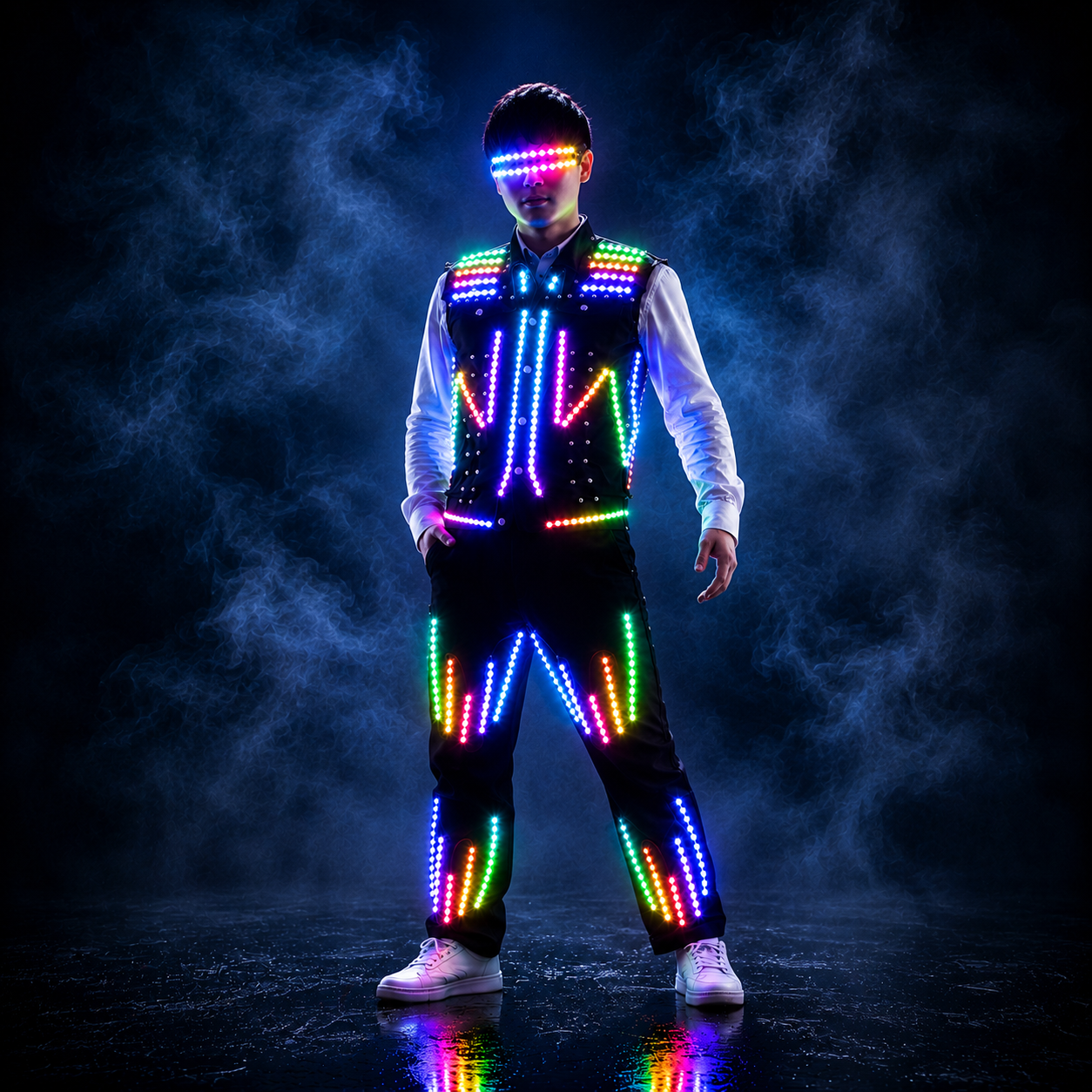 LED Luminous Vest AI Robot Performance Fluorescent Clothing Props Night Party Lighted Jacket