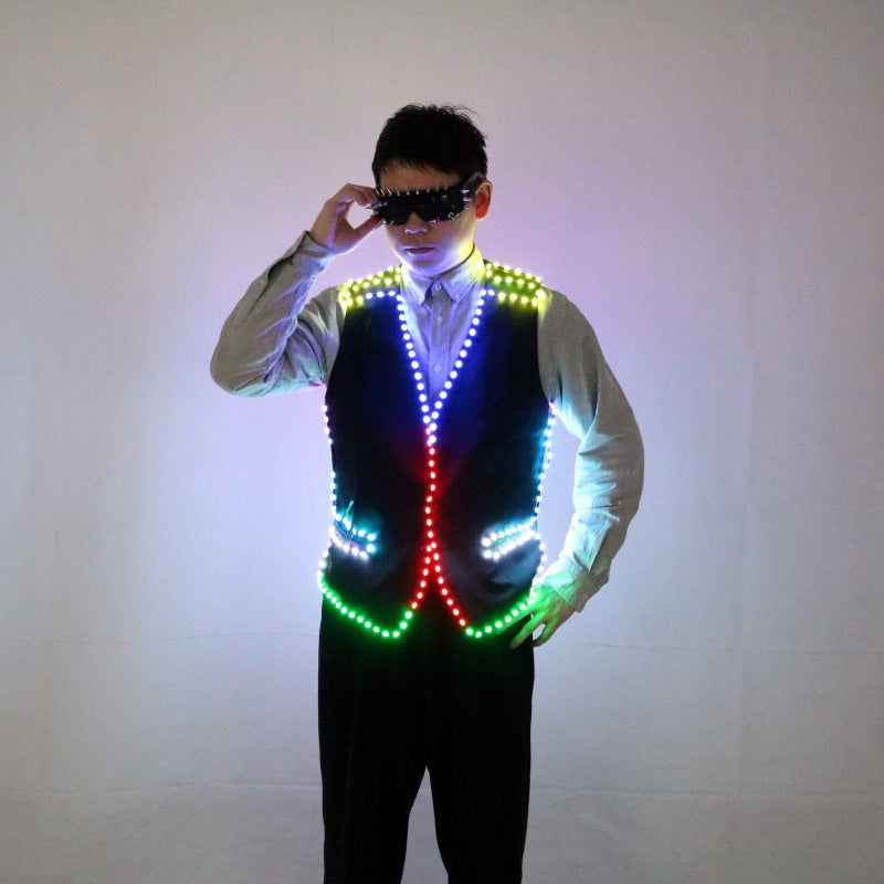 RGB LED Glow Vest – Multicolor Luminous Party Wear