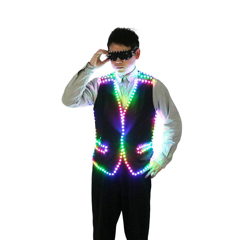 RGB LED Glow Vest – Multicolor Luminous Party Wear