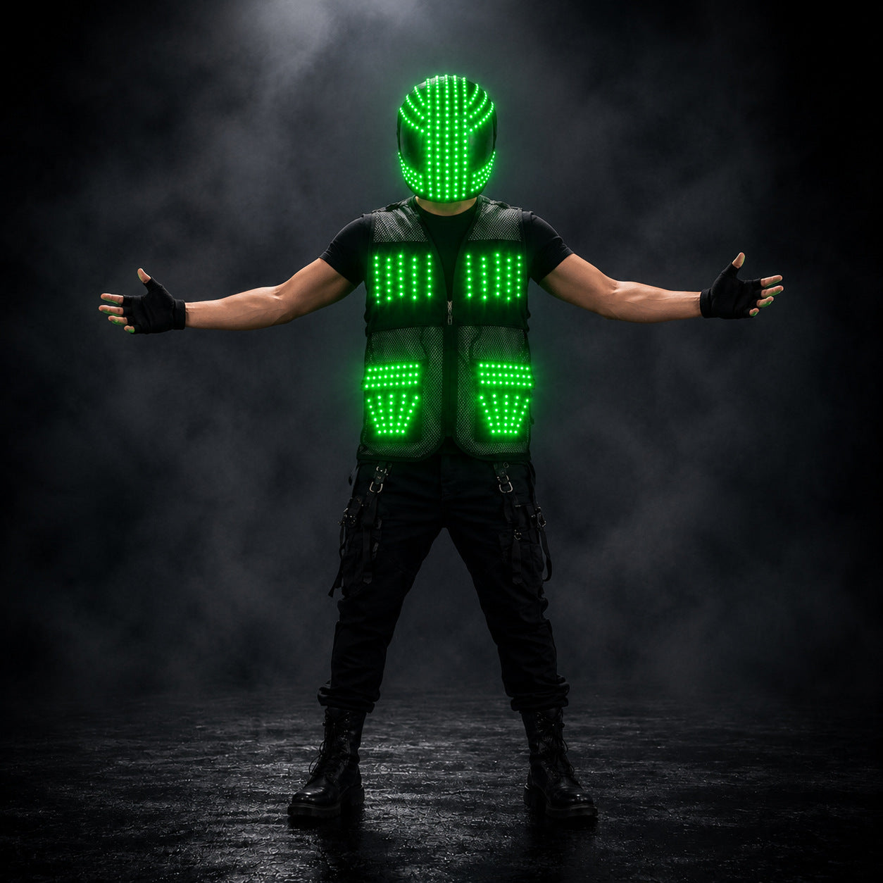 LED Light-Up Helmet & Vest Performance Set