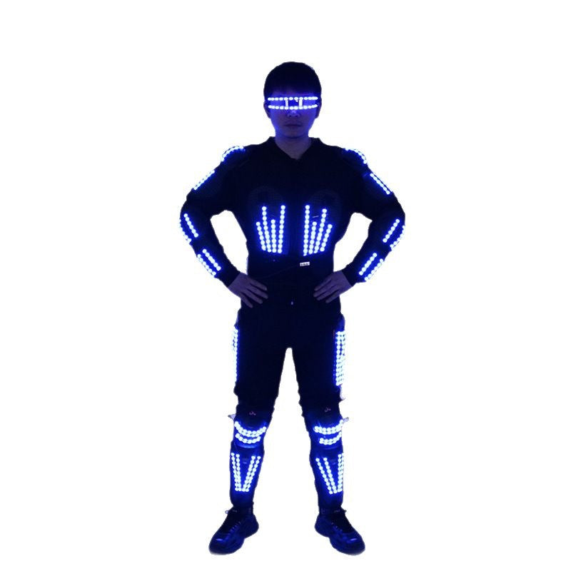 Blue LED Glowing Armor Costume – Luminous Cyber Suit