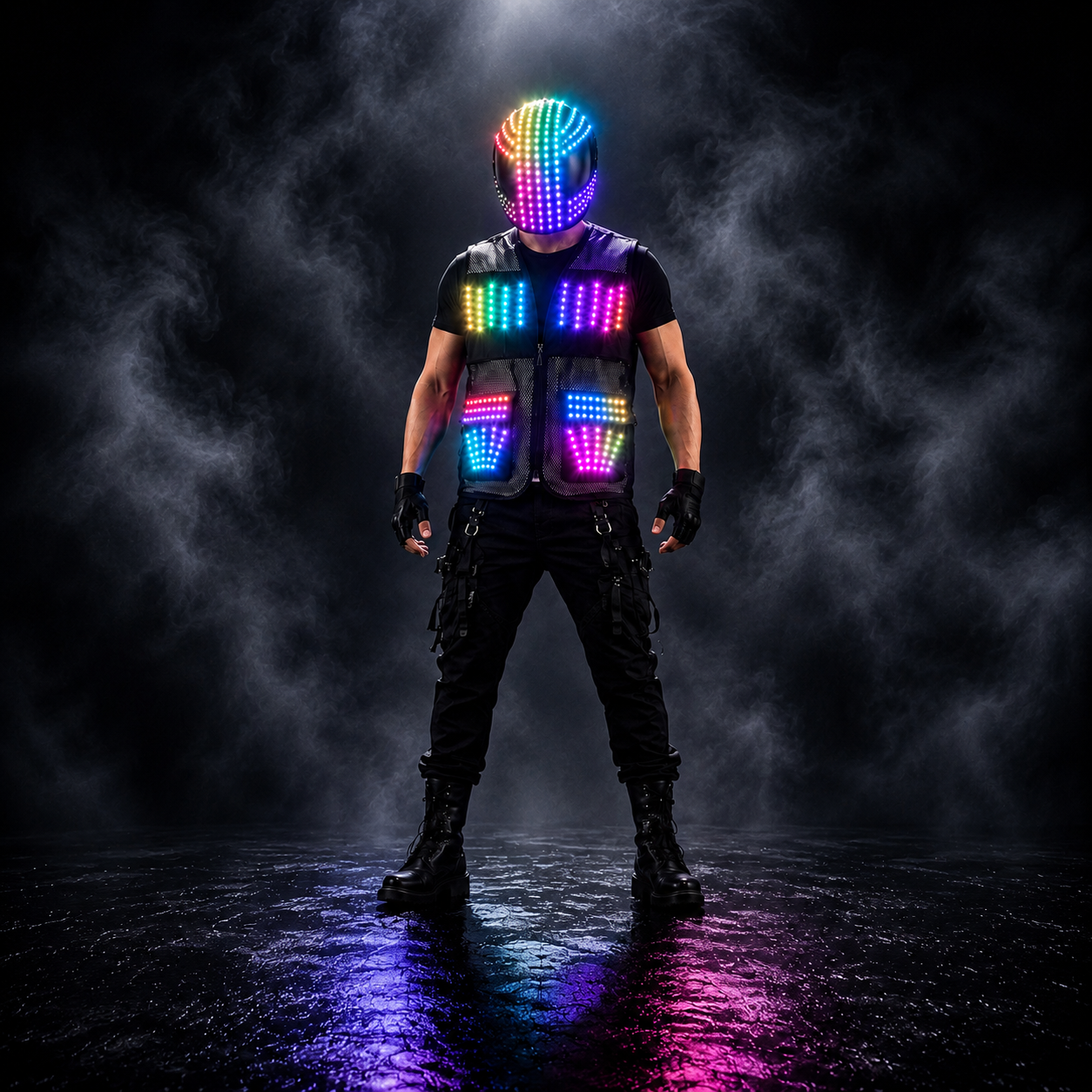 LED Light-Up Helmet & Vest Performance Set