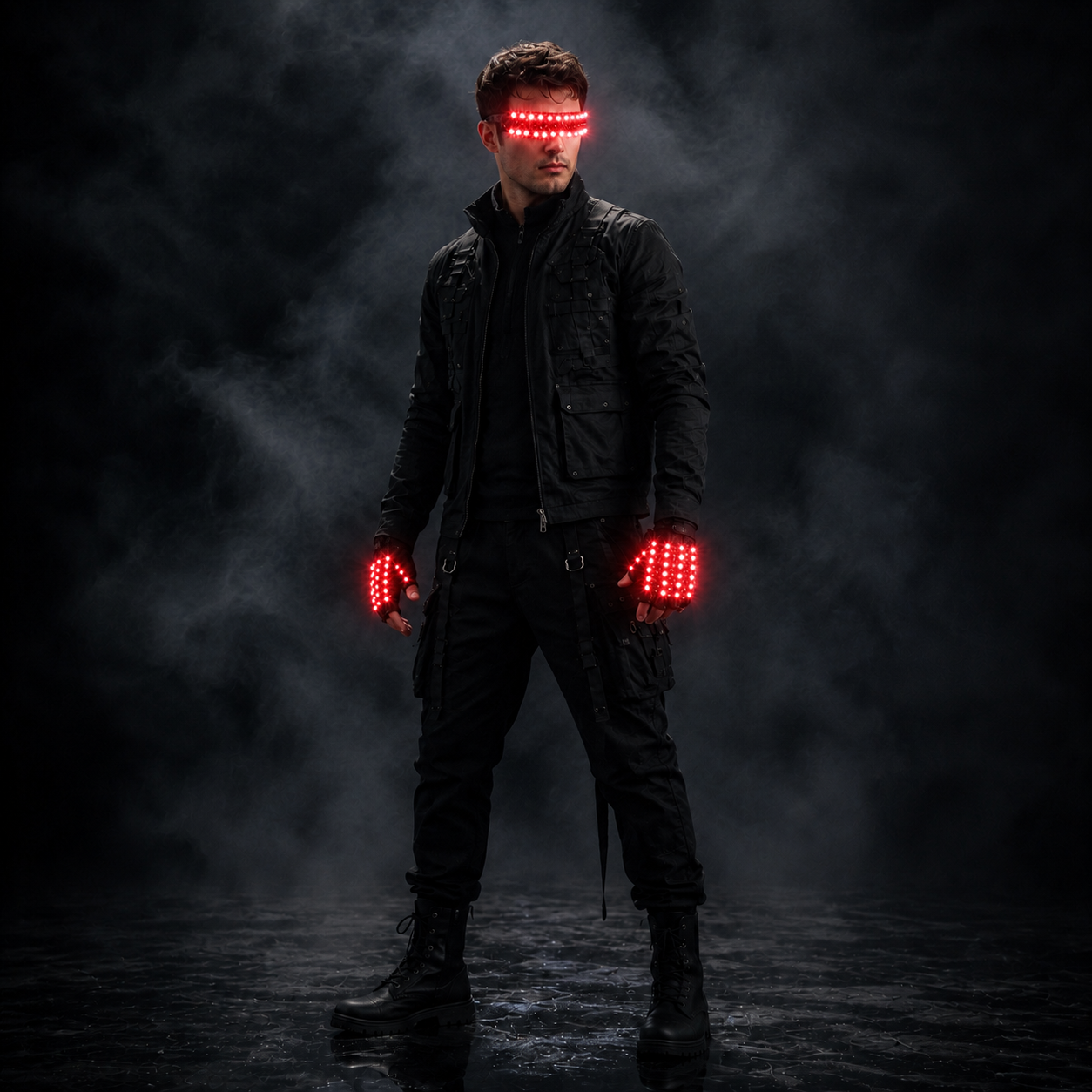 LED Light-Up Gloves & Glasses Set – Multi-Mode Rave Party Costume Accessories