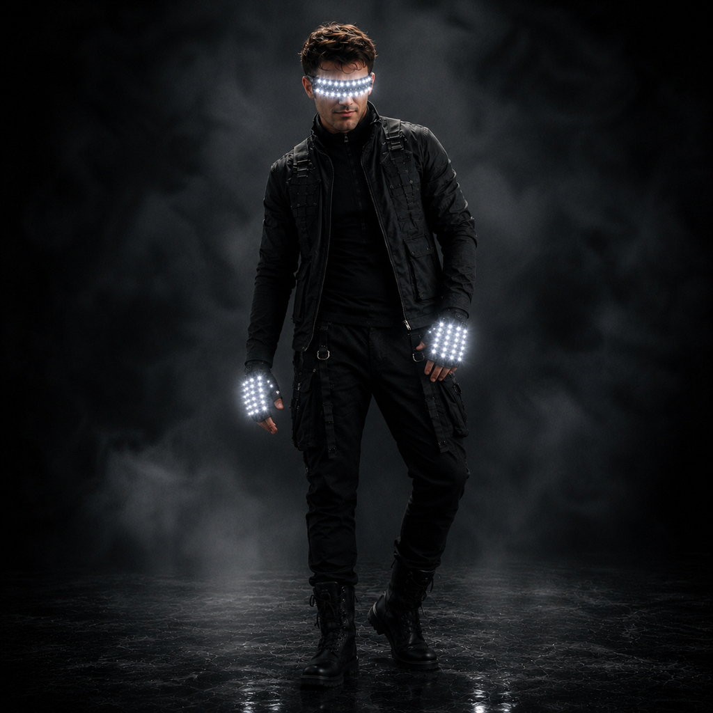 LED Light-Up Gloves & Glasses Set – Multi-Mode Rave Party Costume Accessories