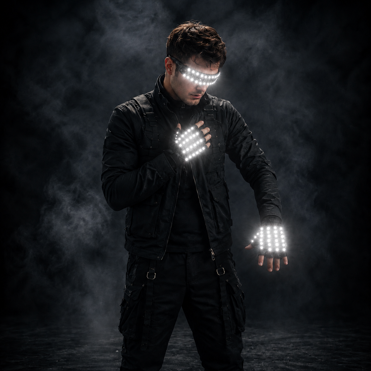 LED Light-Up Gloves & Glasses Set – Multi-Mode Rave Party Costume Accessories